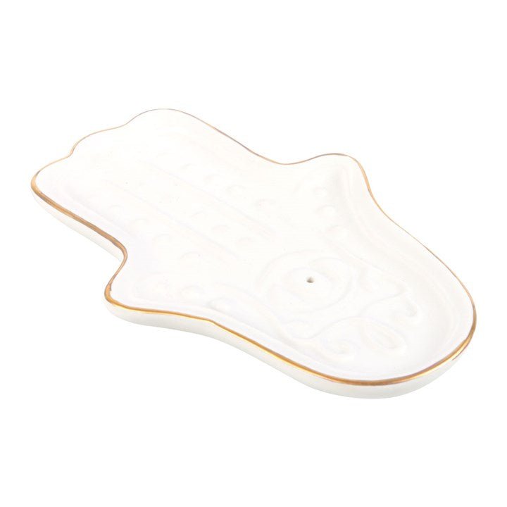 White Hamsa Hand Incense Stick Holder - Scents & Gifts UK