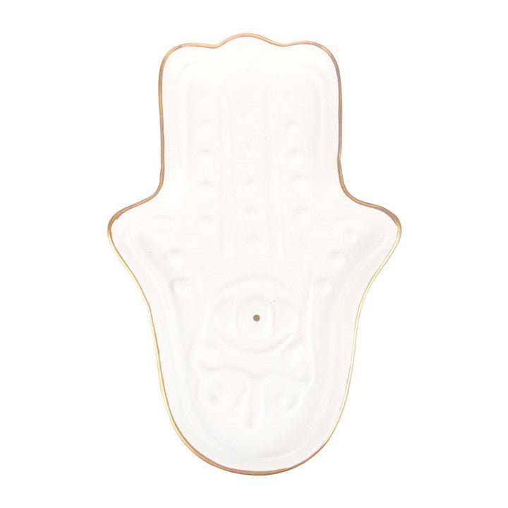White Hamsa Hand Incense Stick Holder - Scents & Gifts UK