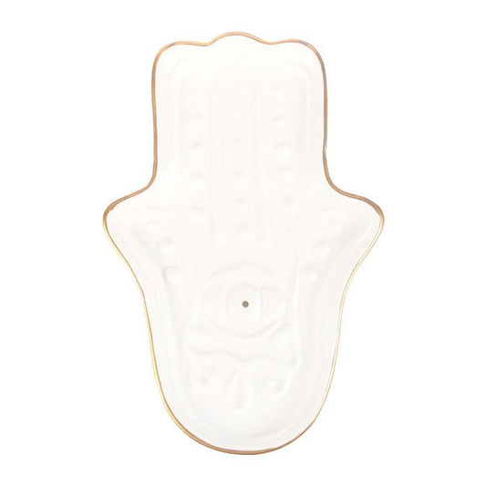 White Hamsa Hand Incense Stick Holder - Scents & Gifts UK