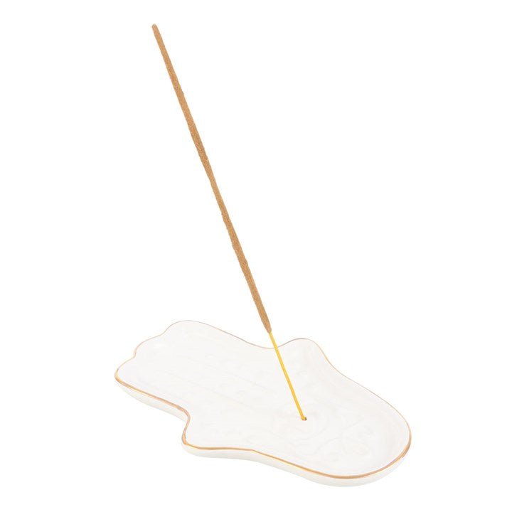 White Hamsa Hand Incense Stick Holder - Scents & Gifts UK