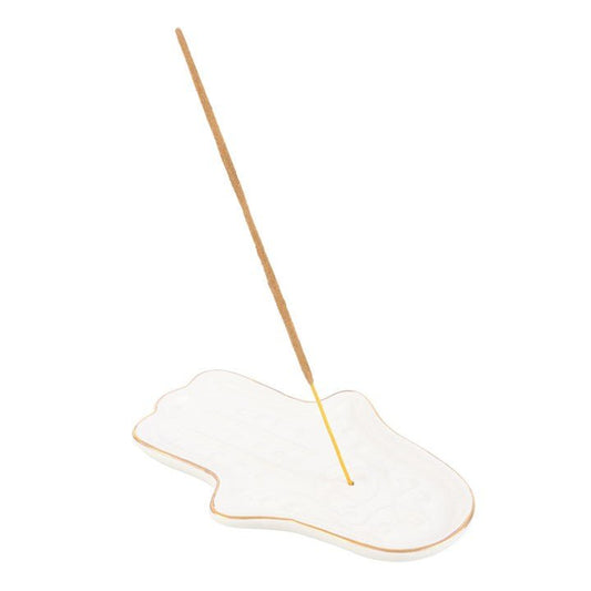 White Hamsa Hand Incense Stick Holder - Scents & Gifts UK
