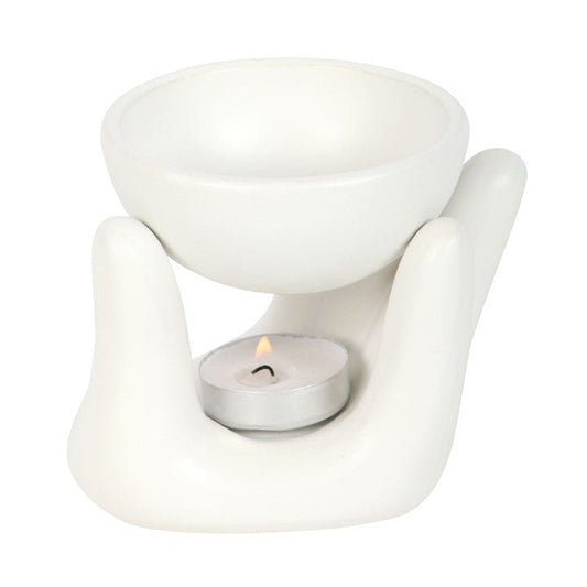White Hand Ceramic Oil Burner - Scents & Gifts UK