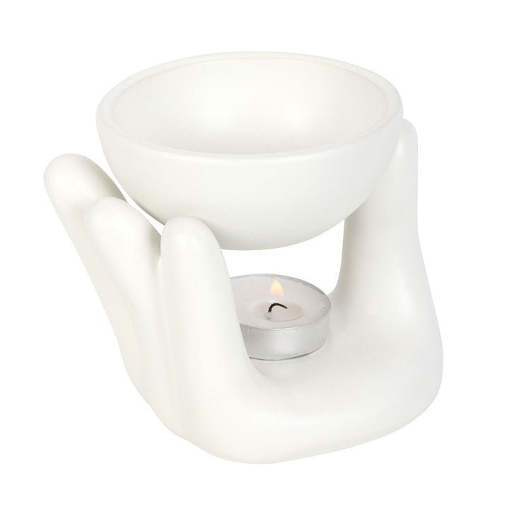White Hand Ceramic Oil Burner - Scents & Gifts UK