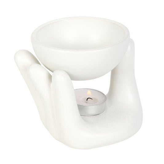 White Hand Ceramic Oil Burner - Scents & Gifts UK