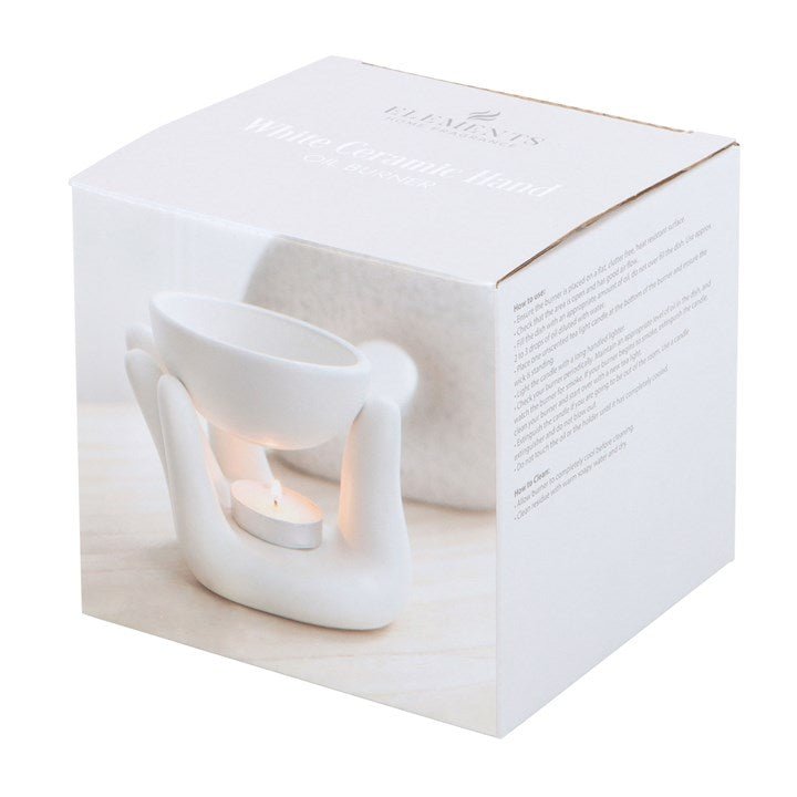 White Hand Ceramic Oil Burner - Scents & Gifts UK