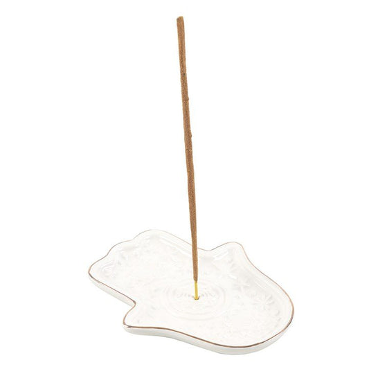 White Hand of Hamsa Incense Holder and Trinket Dish - Scents & Gifts UK