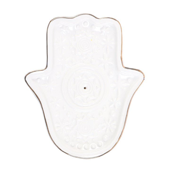 White Hand of Hamsa Incense Holder and Trinket Dish - Scents & Gifts UK