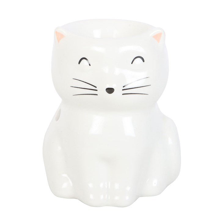 White Happy Cat Oil Burner - Scents & Gifts UK