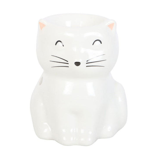 White Happy Cat Oil Burner - Scents & Gifts UK