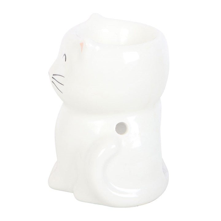White Happy Cat Oil Burner - Scents & Gifts UK