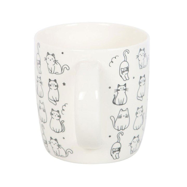 White Happy Cat Print Mug - Scents & Gifts UK