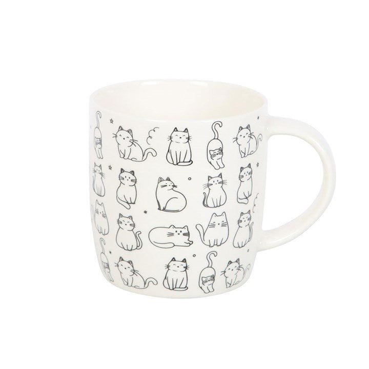 White Happy Cat Print Mug - Scents & Gifts UK