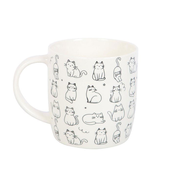 White Happy Cat Print Mug - Scents & Gifts UK