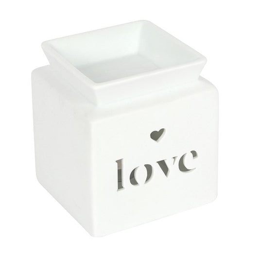 White Love Cut Out Oil Burner - Scents & Gifts UK