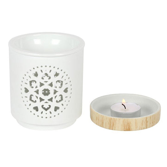 White Mandala Cut Out Oil Burner - Scents & Gifts UK