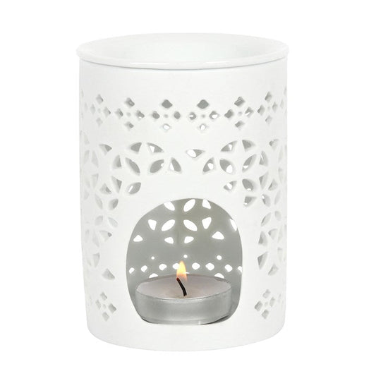 White Matte Cut Out Oil Burner - Scents & Gifts UK