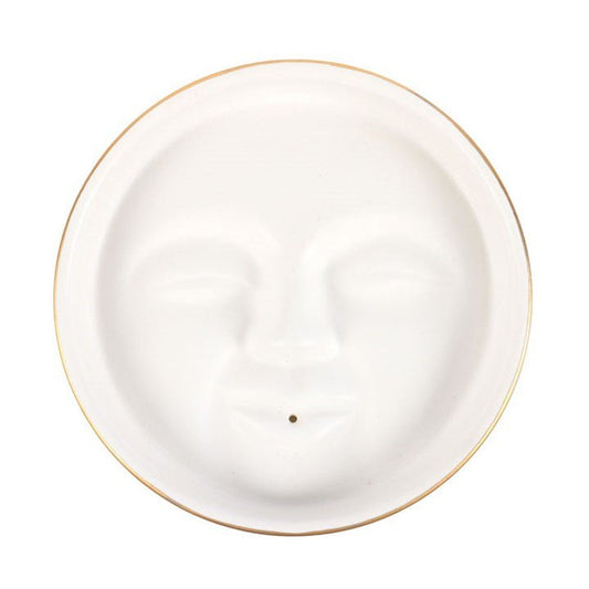 White Moon Face Incense Stick Holder - Scents & Gifts UK