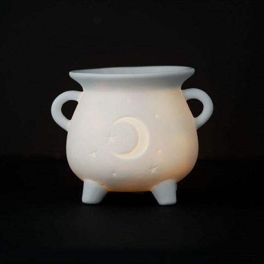 White Mystical Moon Cauldron Oil Burner - Scents & Gifts UK