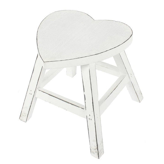 White Shabby Heart Stool - Scents & Gifts UK