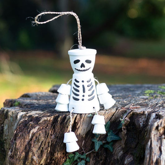 White Skeleton Terracotta Pot Man - Scents & Gifts UK