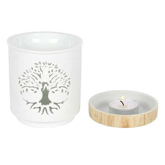 White Tree of Life Cut Out Oil Burner - Scents & Gifts UK