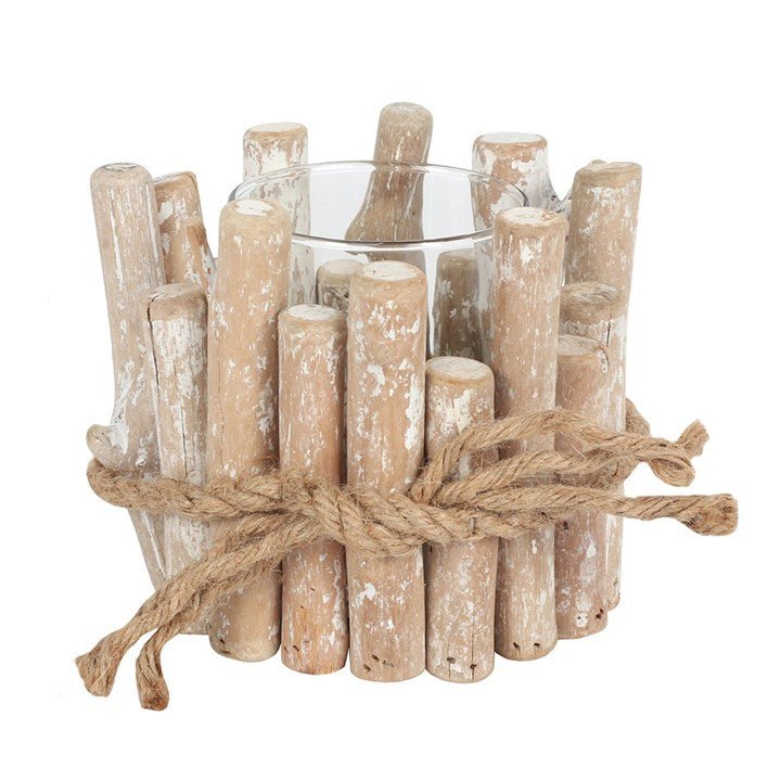 White Washed Driftwood Candle Holder - Scents & Gifts UK
