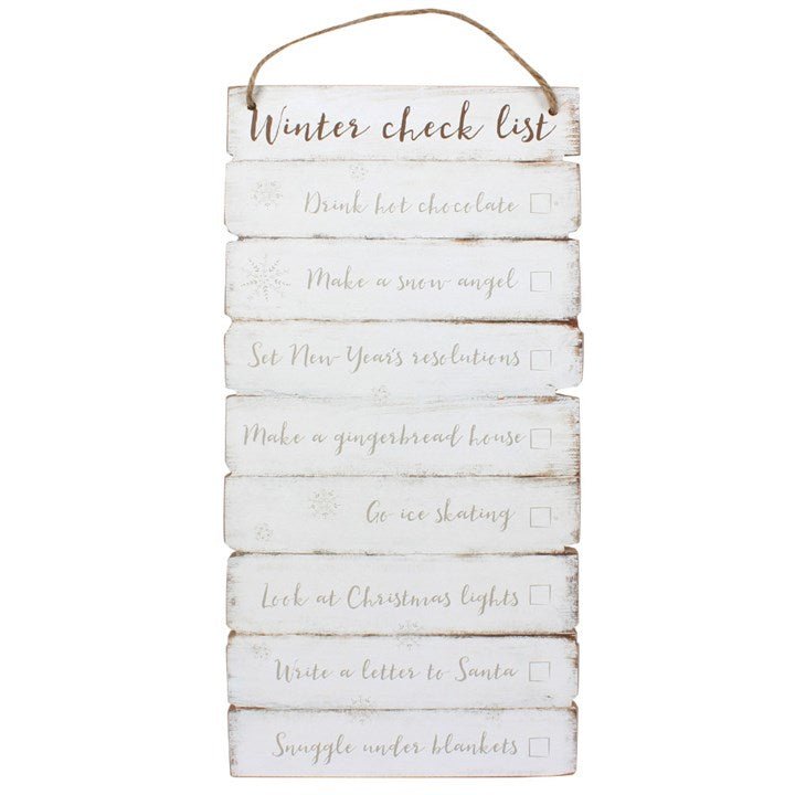 Winter checklist Wooden Wall Sign - Scents & Gifts UK