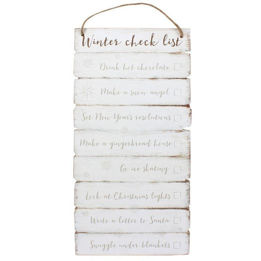 Winter checklist Wooden Wall Sign - Scents & Gifts UK