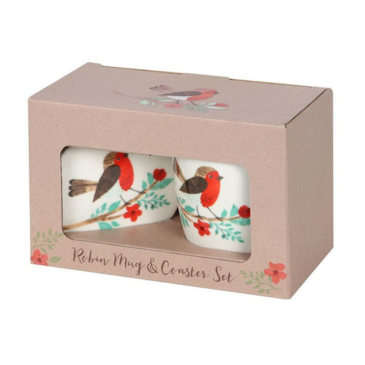 Winter Robin Mug and Coaster Set - Scents & Gifts UK