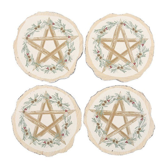 Winter Solstice Wood Slice Coaster Set - Scents & Gifts UK