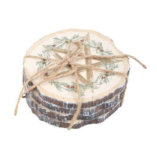 Winter Solstice Wood Slice Coaster Set - Scents & Gifts UK
