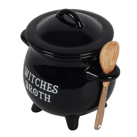 Witches Broth Cauldron Soup Bowl with Broom Spoon - Scents & Gifts UK