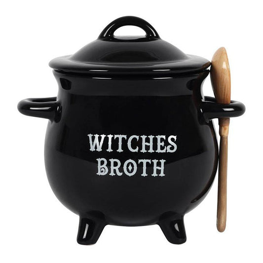 Witches Broth Cauldron Soup Bowl with Broom Spoon - Scents & Gifts UK