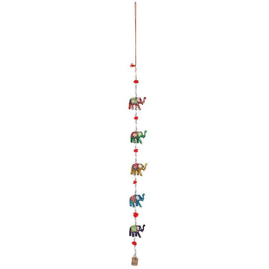 Wooden Hanging Elephant Decoration with Bell - Scents & Gifts UK