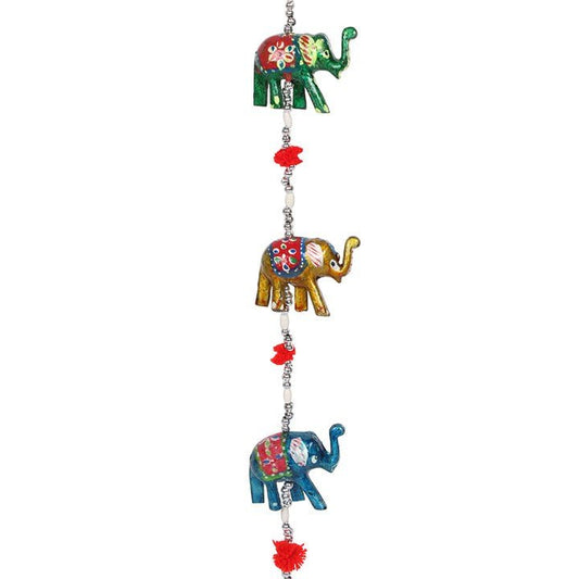 Wooden Hanging Elephant Decoration with Bell - Scents & Gifts UK