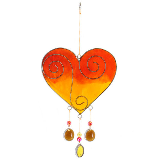 Yellow/Orange Heart Suncatcher - Scents & Gifts UK
