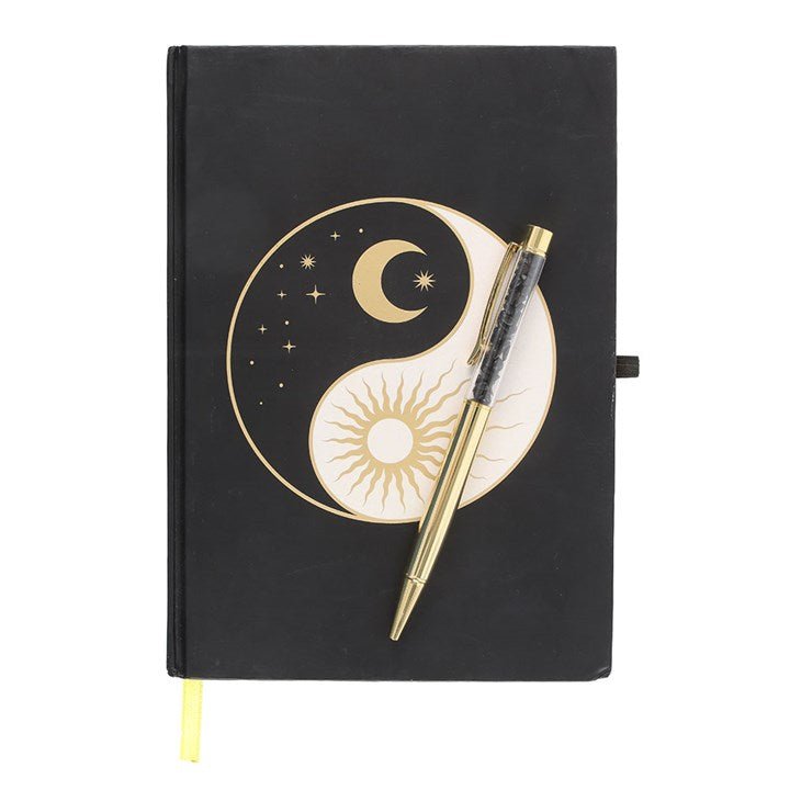 Yin Yang Journal with Black Obsidian Pen - Scents & Gifts UK