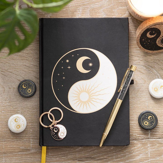 Yin Yang Journal with Black Obsidian Pen - Scents & Gifts UK