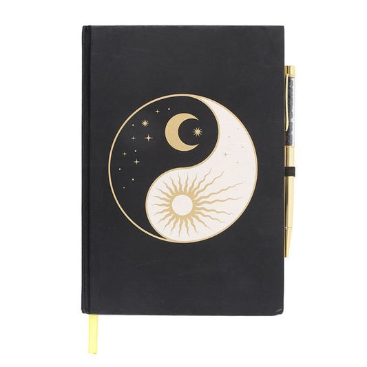 Yin Yang Journal with Black Obsidian Pen - Scents & Gifts UK