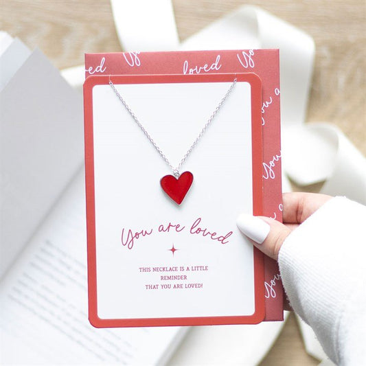You Are Loved Heart Pendant Necklace Card - Scents & Gifts UK