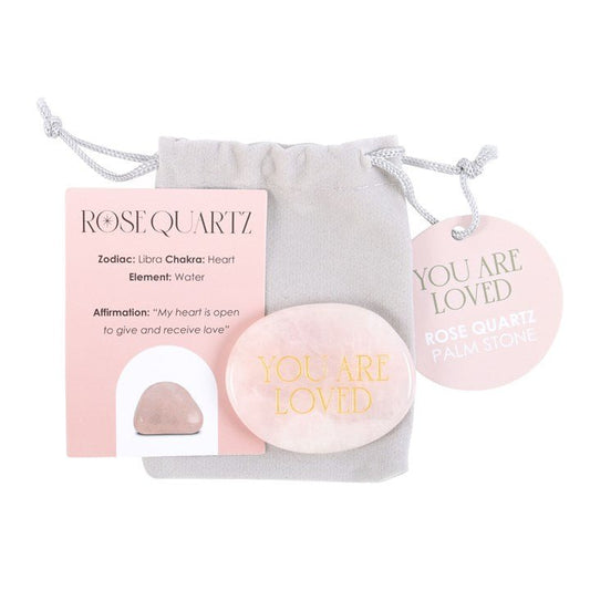 You Are Loved Rose Quartz Crystal Palm Stone - Scents & Gifts UK