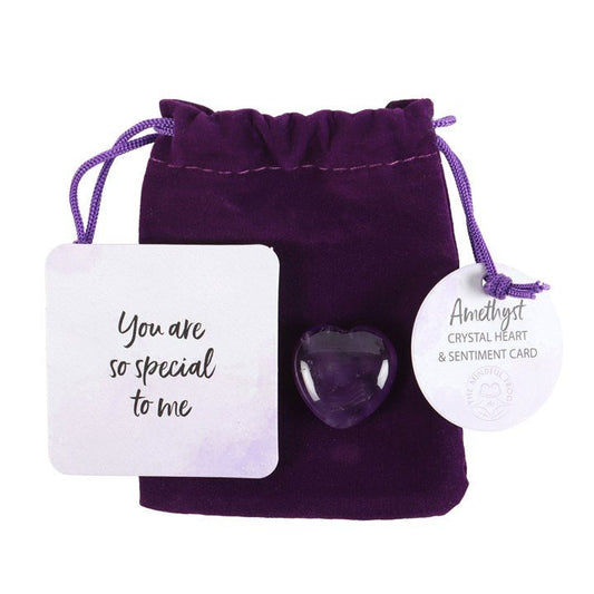 You Are Special to Me Amethyst Crystal Heart in a Bag - Scents & Gifts UK