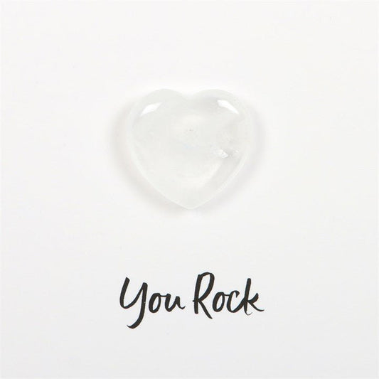 You Rock Clear Quartz Crystal Heart Greeting Card - Scents & Gifts UK