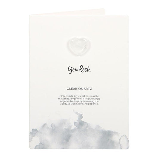 You Rock Clear Quartz Crystal Heart Greeting Card - Scents & Gifts UK