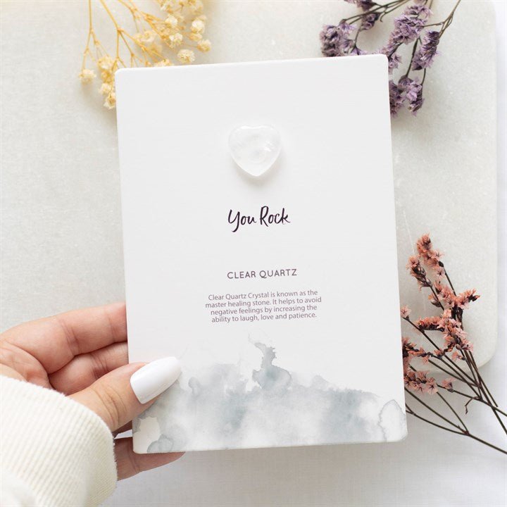 You Rock Clear Quartz Crystal Heart Greeting Card - Scents & Gifts UK